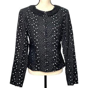 Eric Signature Women Black Blazer Eyelet Hook & Loop Closure 100% Cotton Sz 10